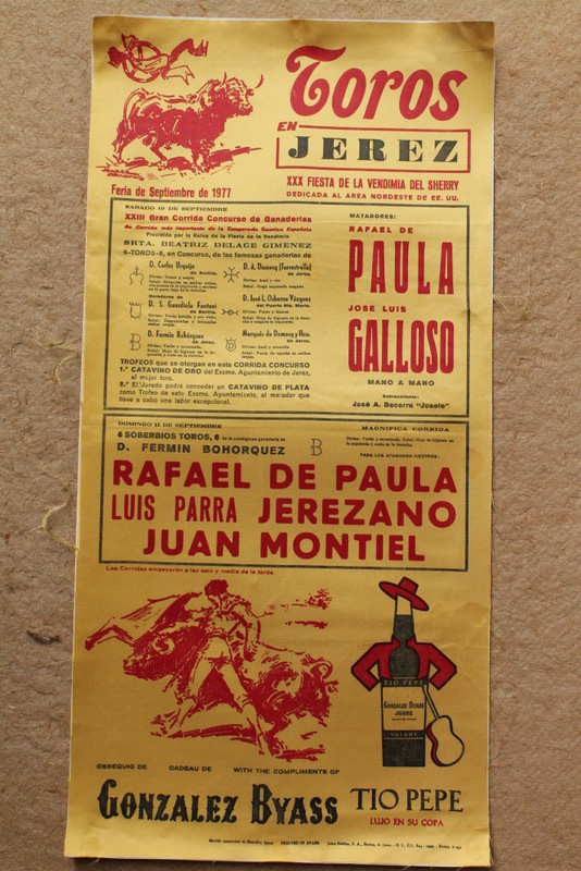 Cartel de toros de Jerez. XXX Fiesta de la Vendimia. 10 y 11 de septiembre de 1977.