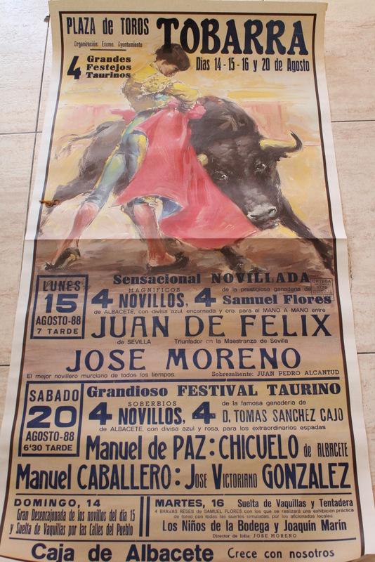 Cartel de toros de Tobarra. 14, 15, 16 y 20 de agosto de 1988.