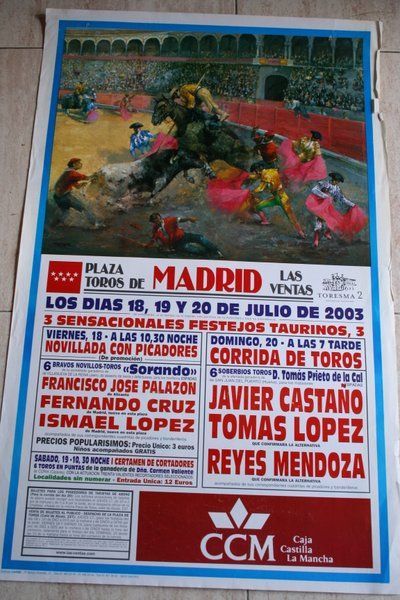 Cartel de toros de Madrid. 18 al 20 de julio de 2003. 