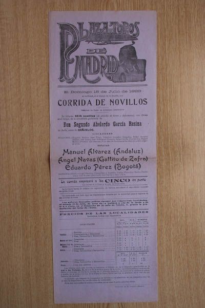 Cartel de toros de Madrid.