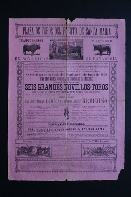 Cartel de toros del Puerto de Santa María. 1 de junio de 1890.
