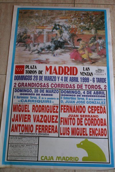 Cartel de toros de Madrid. 28 de marzo y 4 de abril de 1993.