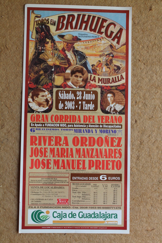 Cartel de toros de Brihuega. 28 de junio de 2003.