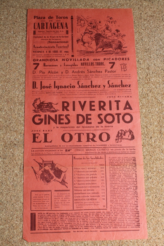 Cartel de toros de Cartagena. 1 de abril de 1966. 