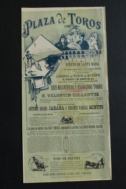 Cartel de toros del Puerto de Santa María. 9 de agosto de 1891. 