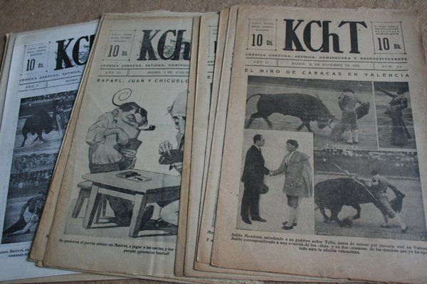 K.Ch.T. Crónica cornuda, satírica, dominguera y reconstituyente. Director: Don Justo. Lote de 17 números entre el 64, 22 de noviembre de 1925, y el 174, 26 de febrero de 1928.