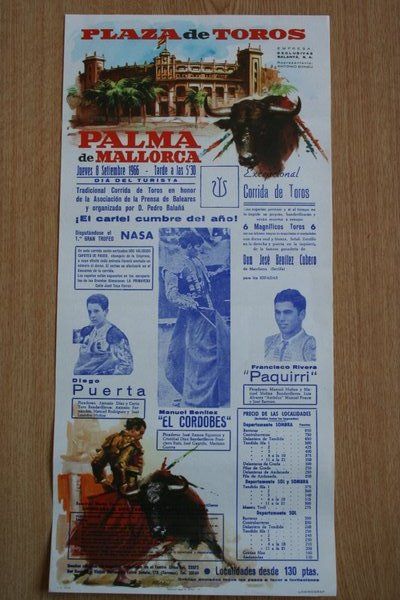 Cartel de toros de Palma de Mallorca. 1966.