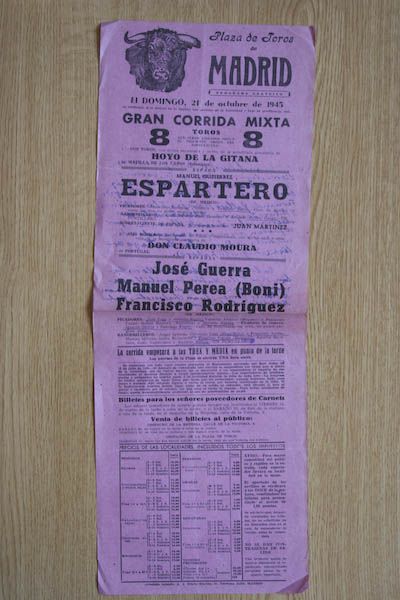 Cartel de toros de Madrid.