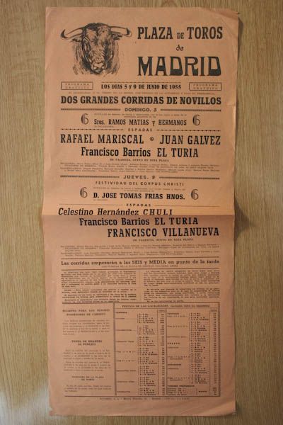 Cartel de toros de Madrid.