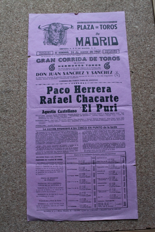 Cartel de toros de Madrid. 26 de marzo de 1967.
