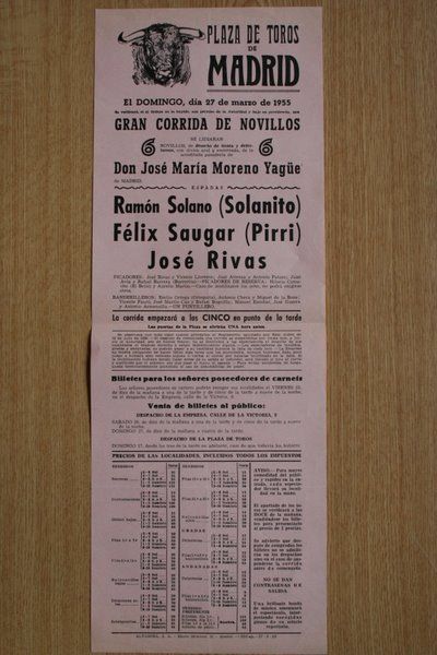 Cartel de toros de Madrid.
