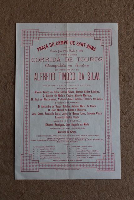 Cartel de toros de Campo de Sant’Anna. Quinta feira 29 de Junho de 1882.