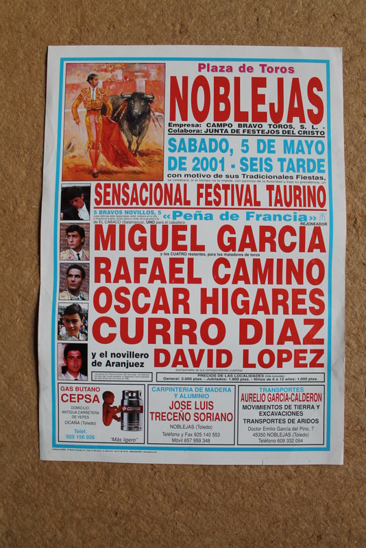 Cartel de toros de Noblejas. 5 de mayo de 2001.