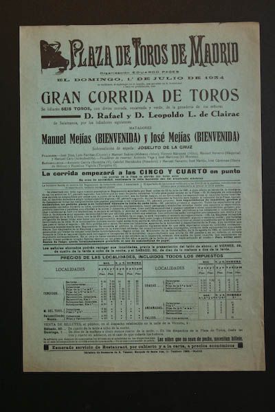 Cartel de toros de Madrid