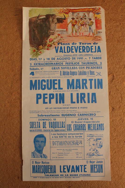 Cartel de toros de Valdeverdeja. 17 y 18 de agosto de 1991.