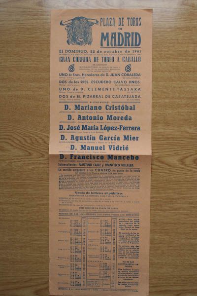 Cartel de toros de Madrid.