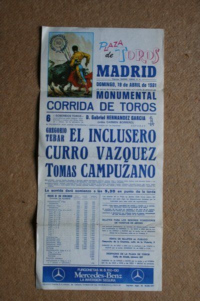 Cartel de toros de Madrid, 19 de abril de 1981.