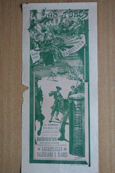 Cartel de toros de Barcelona. 1912.