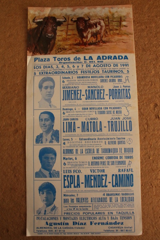 Cartel de toros de La Adrada. 3, 4, 5, 6 y 7 de agosto de 1991.