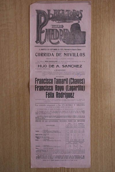 Cartel de toros de Madrid.