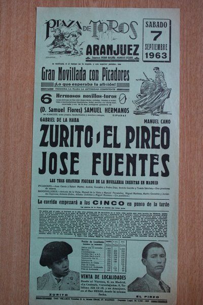 Cartel de toros de Aranjuez. 1963.