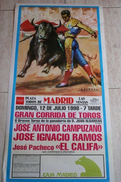 Cartel de toros de Madrid. 12 de julio de 1998. 