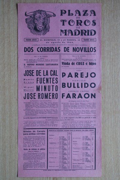Cartel de toros de Madrid. 1944.