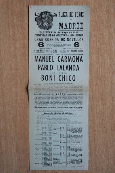 Cartel de toros de Madrid.