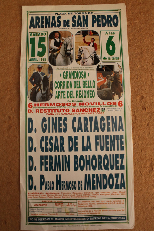 Cartel de toros de Arenas de San Pedro. 15 de abril de 1995.