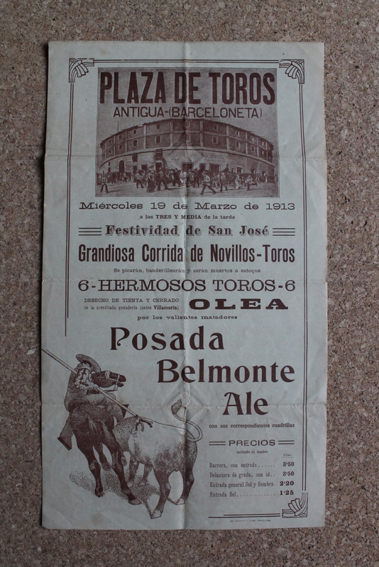 Cartel de toros de Barcelona. 19 de marzo de 1913.
