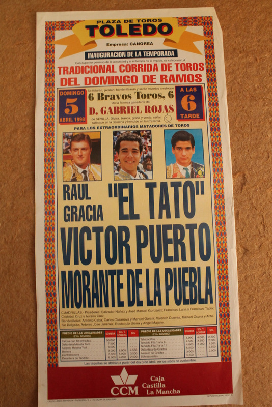 Cartel de toros de Toledo. Inauguración de la Temporada. 5 de abril de 1989. 