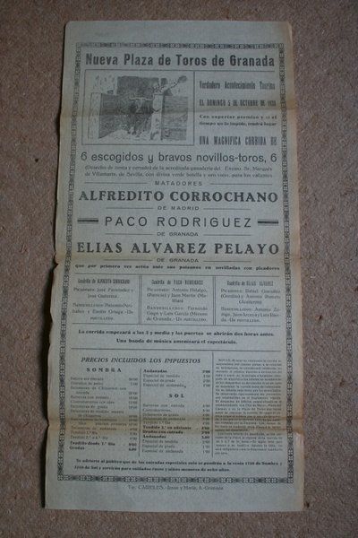 Cartel de Toros de Granada. 5 de octubre de 1930.