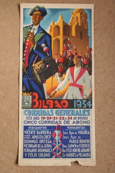 Cartel de toros de Bilbao 1934. 
