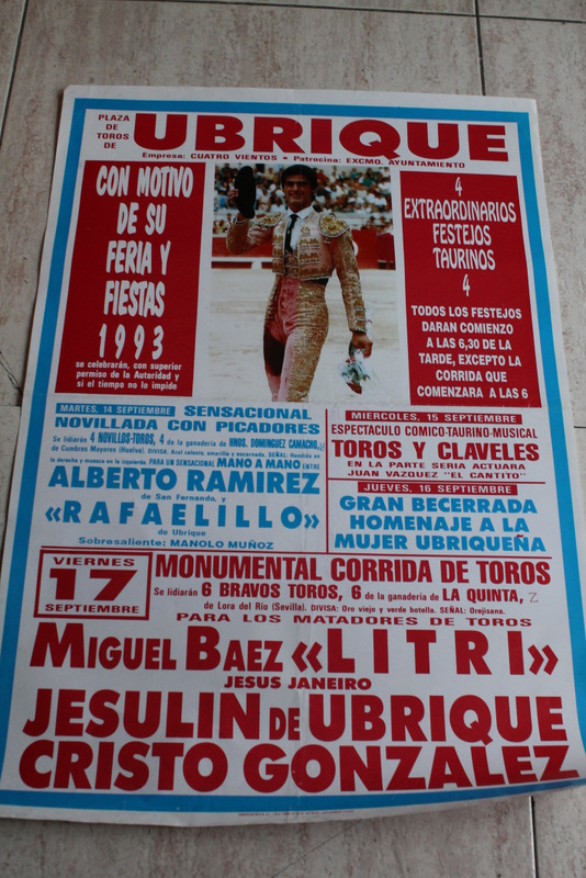 Cartel de toros de Ubrique. Feria y Fiestas 1993. 14,15 y 17 de septiembre.