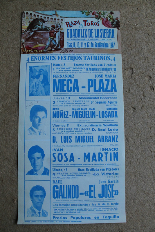 Cartel de toros de Guadalix de la Sierra. 8, 10, 11 y 12 de septiembre de 1987.