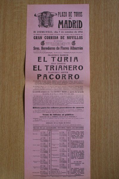 Cartel de toros de Madrid.