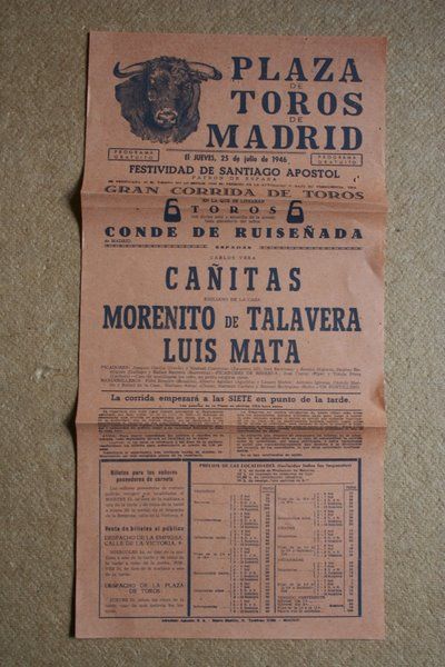 Cartel de toros de Madrid. 25 de julio de 1946.