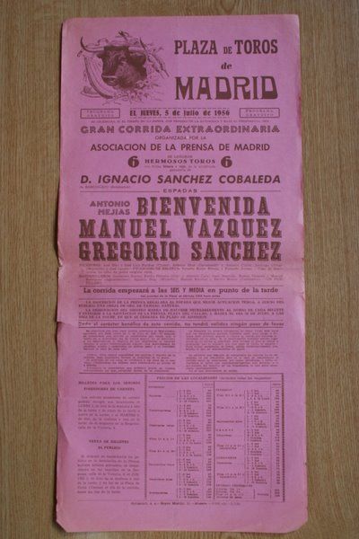 Cartel de toros de Madrid.