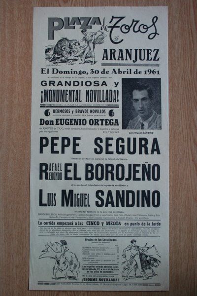 Cartel de toros de Aranjuez. 1961.