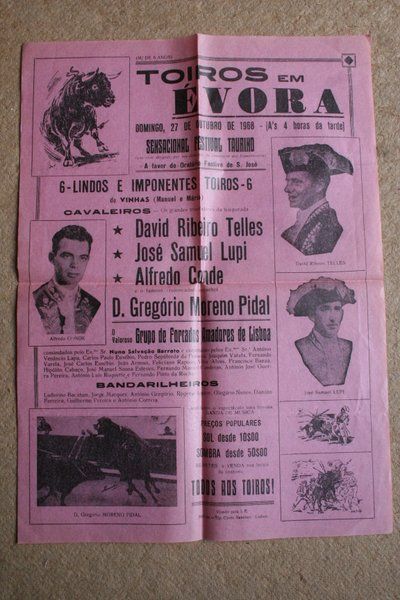 Cartel de toros de Évora. 27 de outubro de 1968.