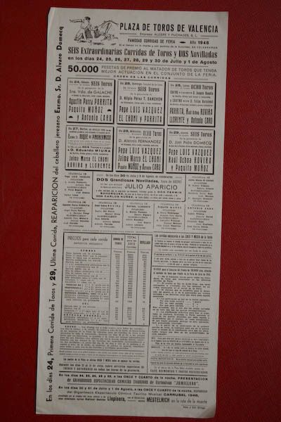 Cartel de toros de Valencia.