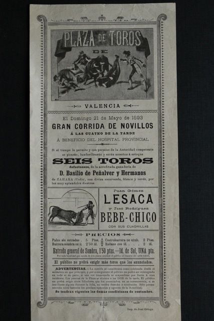 Cartel de toros de Valencia. 21 de mayo de 1893.