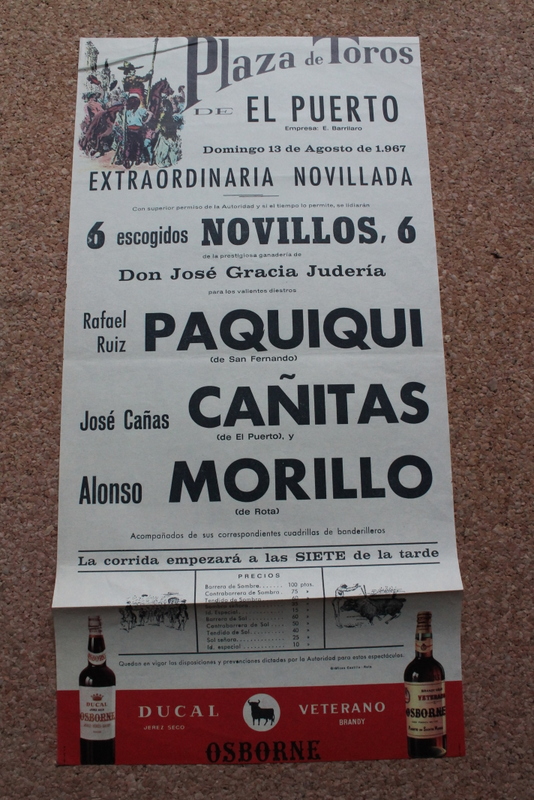 Cartel de toros de El Puerto. 13 de agosto de 1967.
