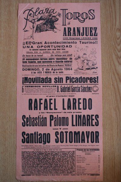 Cartel de toros de Aranjuez. 1964.