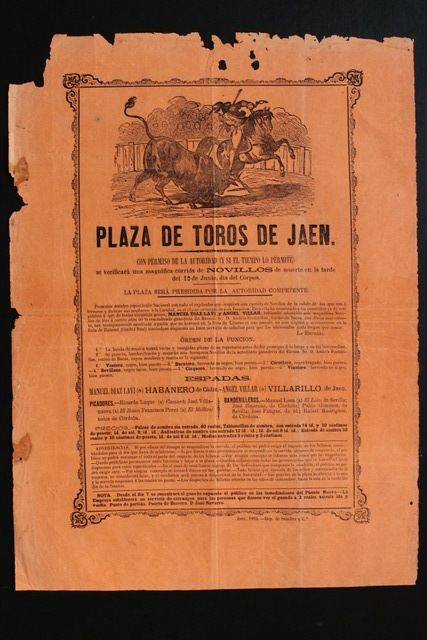 Cartel de toros de Jaén. 12 de junio de 1884.