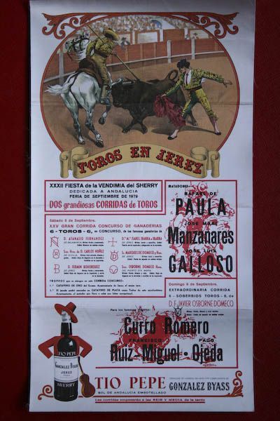 Cartel de toros de Jerez en seda
