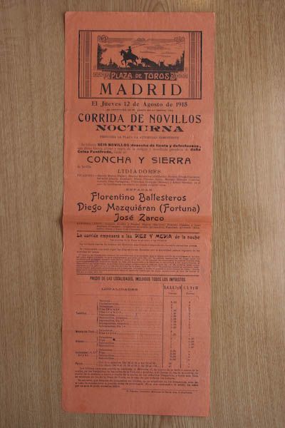 Cartel de toros de Madrid.