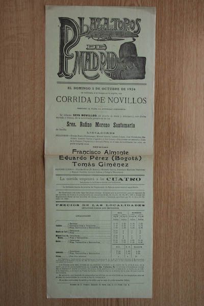 Cartel de toros de Madrid.
