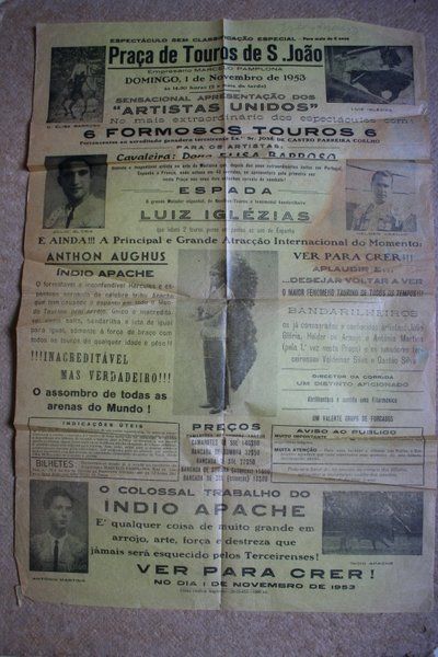 Cartel de toros de S. Joâo. 1 de novembro de 1953.