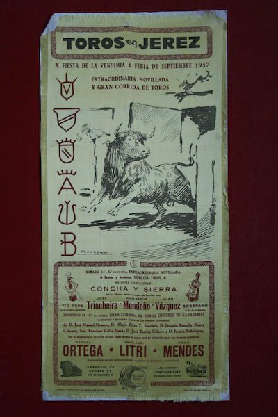 Cartel de toros de Jerez en seda